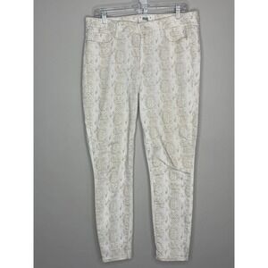 Paige Hoxton Ankle Womens 32 White Tan Snakeskin High Rise Skinny Jeans Designer